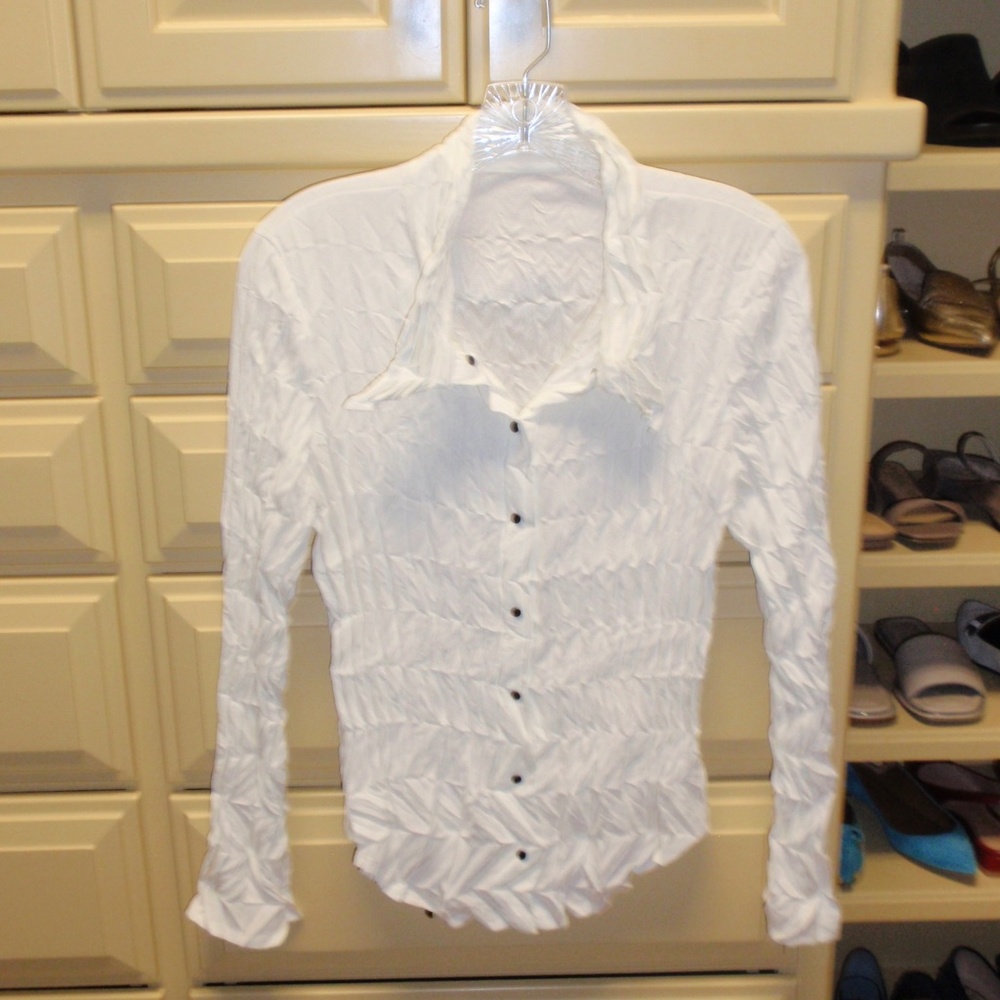 Babette Brand Ivory Long Sleeve Polyester Blouse Top Size X Small